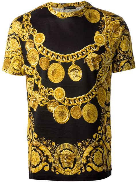 versace black and yellow shirt|Versace t shirt price.